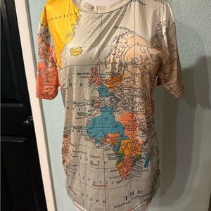 Colorful World Map T-Shirt. Size S